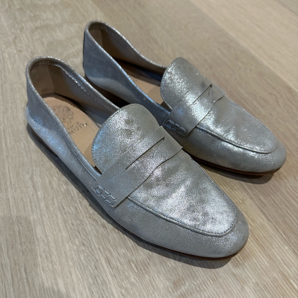 Vince Camuto Metallic Silver Loafers